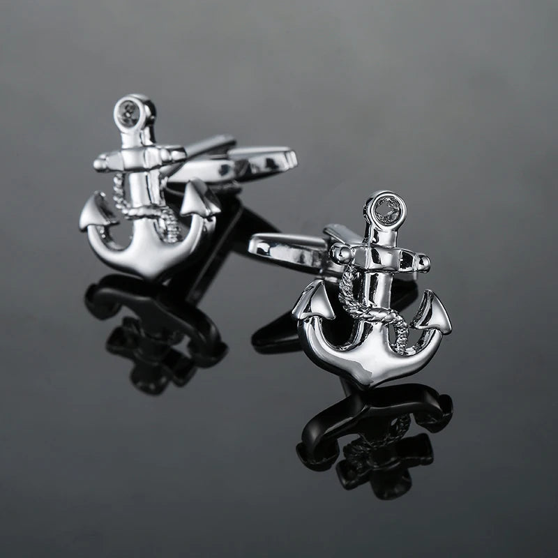 French Copper Material Shirt Cufflinks para homens, Boat Anchor Cufflinks, marca de moda, acessórios de vestuário, atacado