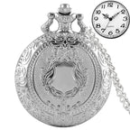 Luxo prata escudo coroa padrão relógio de bolso de quartzo moda colar pingente corrente jóias presente steampunk relógio para homem
