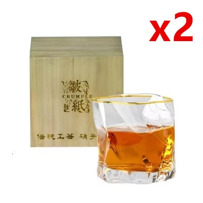 Japonês edo designer amassado papel forma irregular cristal facetado der whiskybecher uísque rocha vidro arte copo de vinho