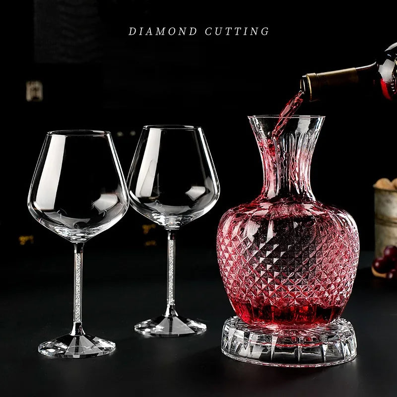 Decantador rotativo de cristal de ouro, copo de vinho luxuoso leve high-end, Gyro Decanter, 1500ml
