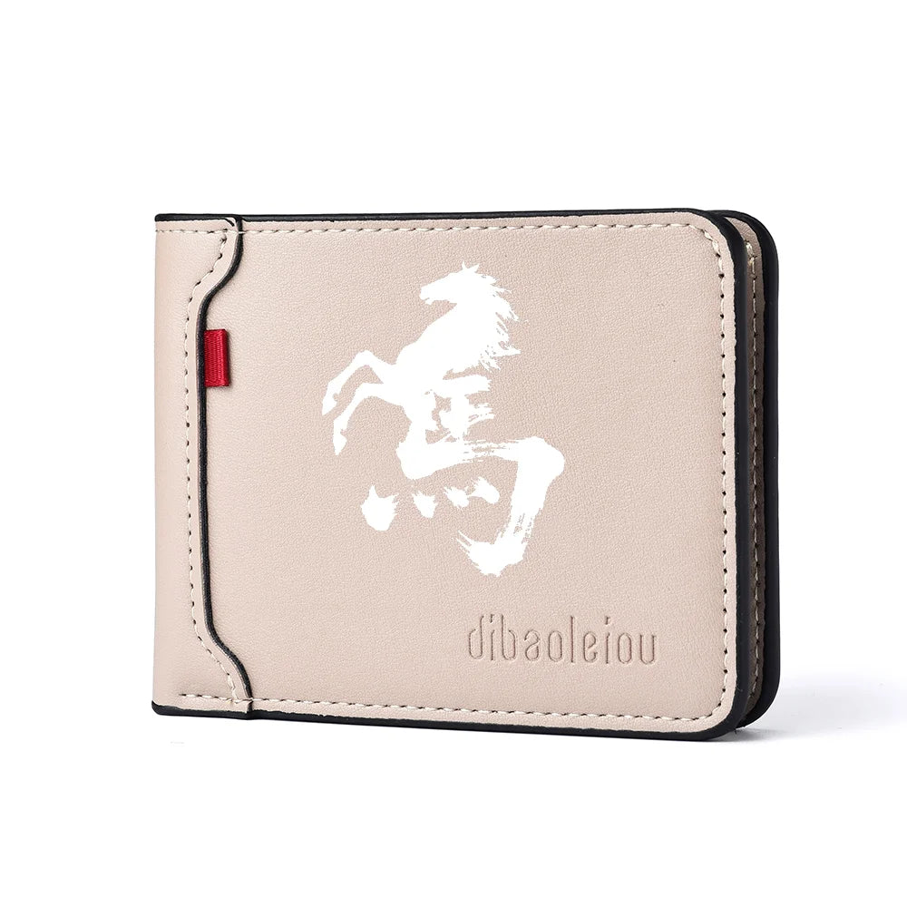 Carteira masculina ultrafina multifuncional casual de couro PU design personalizado elegante