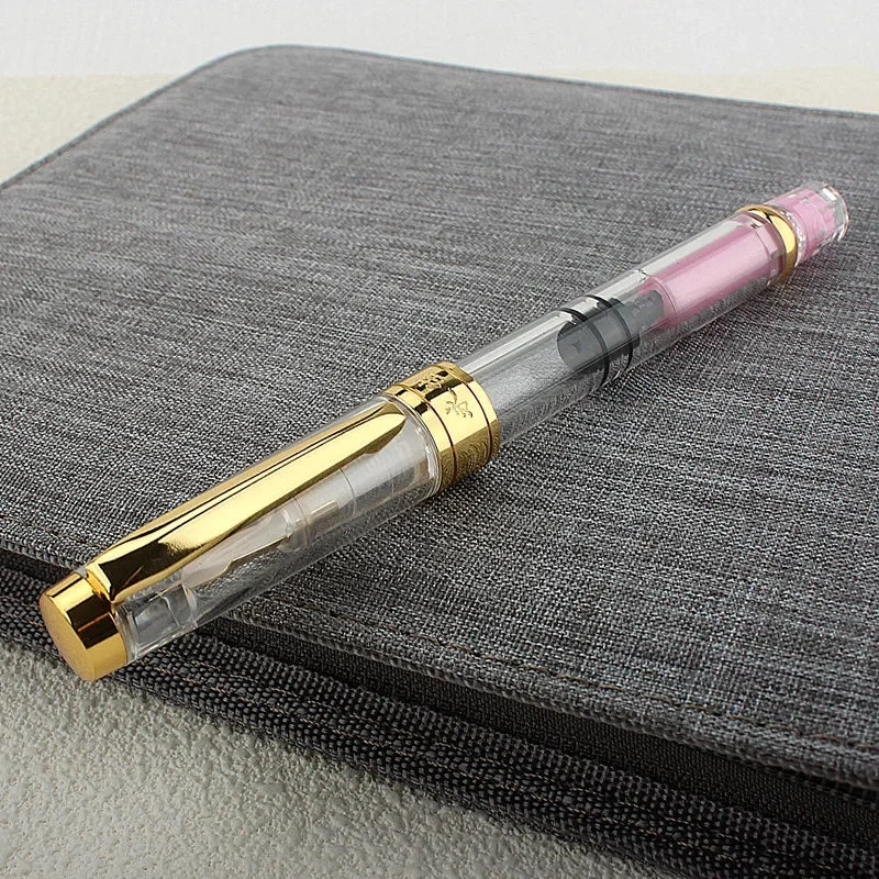 1 pçs caneta tinteiro recarregável caneta de pistão transparente enchimento de pistão caneta tinteiro extra fina para pintura de caligrafia