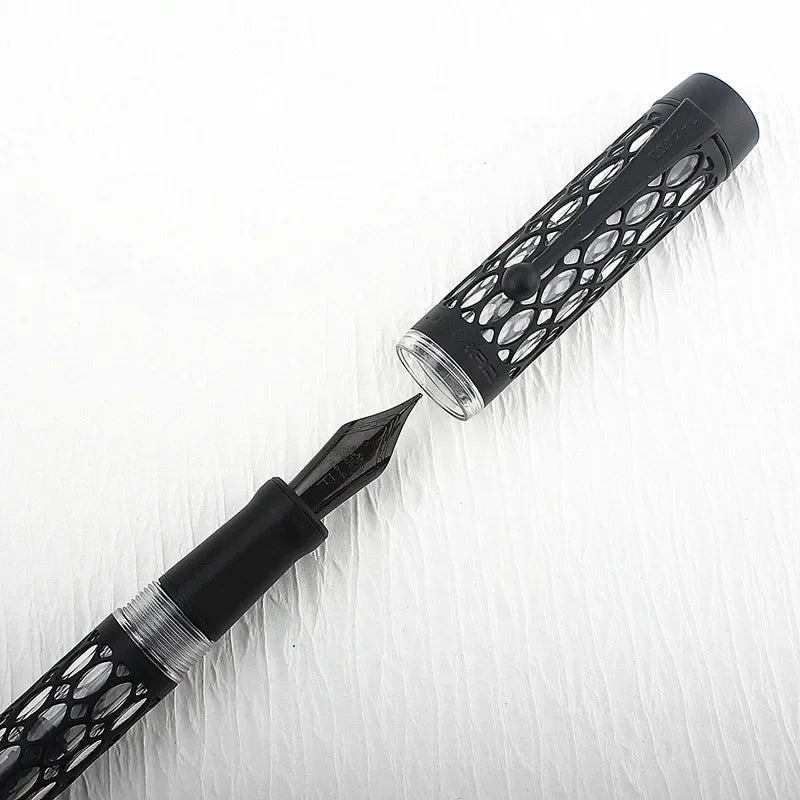 Jinhao 100 Caneta-tinteiro de enchimento a vácuo Transparente Acrílico Esqueleto Oco Esculpido EF/F/M Caneta Presente Escrita