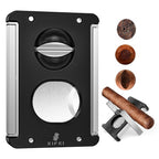 Xifei cortador de charuto v-cut guilhotina, 4 em 1 corte reto v cortador com charuto perfurador titular lâmina de aço inoxidável ergonômico