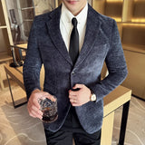 Alta qualidade veludo masculino moda negócios casual terno jaqueta nova cor sólida coreano fino ajuste terno de casamento social blazer 5xl-m