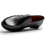 Mocassins de couro genuíno com camada superior vintage, mocassins respiráveis, design de condução, sapatos casuais de couro para homens