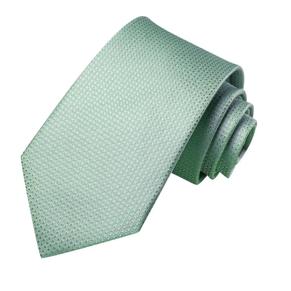 Gravata de presente para homens 2023 nova sálvia verde xadrez marca de moda festa de casamento gravata acessível abotoaduras atacado hi-tie designer