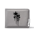 Carteira curta masculina de couro PU casual criativa com estampa de estrela preta adequada para carteira de negócios