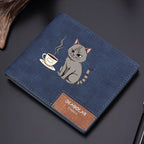 Carteira masculina casual vintage de couro PU com estampa de desenho animado, vários slots para cartões, suporte para estudantes, moda jovem personalizada