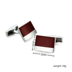 Camisa francesa Abotoaduras Material De Cobre, Abotoaduras Rectangulares Vinho Vermelho Esmalte, Acessórios de Moda, Atacado