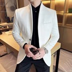 Flanela de couro versão coreana fino ajuste terno jaqueta 2025 outono novo masculino casual negócios formal festa casacos tailcoat 4xl-m