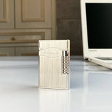 Encendedor retro de sonido brilhante, carcasa de latón a prueba de vento, butano inflável, antiderrapante lateral, encendedor d