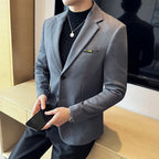 Nova lmitation algodão jacquard coreano fino ajuste terno jaqueta masculina moda casual negócios blazers casamento festa social vestido casacos