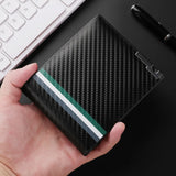 Carteira curta masculina de fibra de carbono preta couro pu carteira minimalista personalidade masculina titular do cartão de crédito carteira masculina