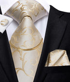 Hi-Tie-Gravatas de seda xadrez de luxo masculinas, conjunto de abotoaduras, design preto, presente de casamento, corrente de gravata moda