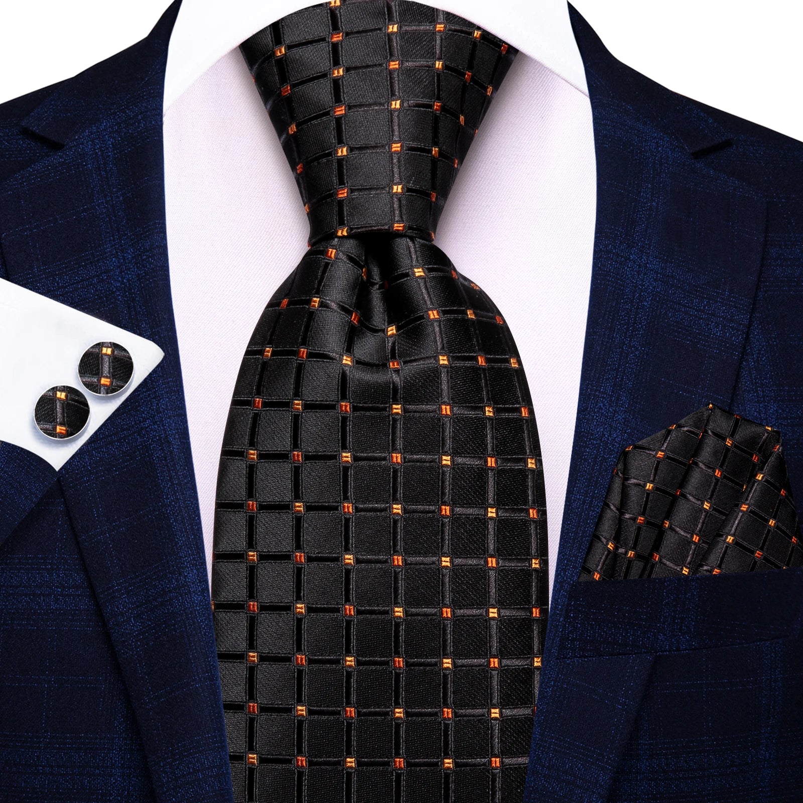 Hi-tie moda 8.5cm preto cinza floral masculino elegante gravata lenço abotoaduras conjunto acessórios de festa de casamento presente para homem gravat