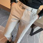 Estilo britânico listrado fino ajuste terno pant homens negócios casual simples vestido calças de alta qualidade social festa de casamento 38-28
