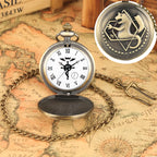 Vintage preto fullmetal alchemist relógio de bolso quartzo steampunk popular edward elric colar corrente fãs cosplay anime relógios