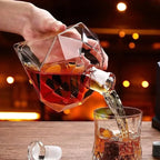 Decantador de uísque de 1000ml, garrafa de vinho de diamante de vidro com suporte de madeira, rolha hermética adequada para todos os tipos de álcool, presente
