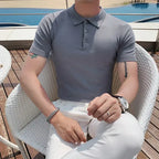 Camisa polo de manga curta Slim Fit masculina Polos de cor sólida, roupas formais de negócios casuais, novas marcas de moda, verão, 2022