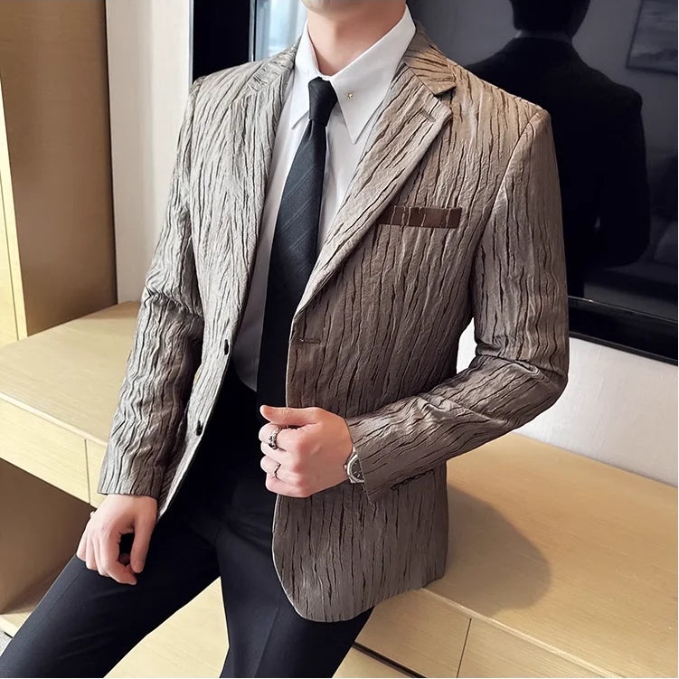 Jaqueta Slim Fit de Seda Catiônica para Negócios Masculinos