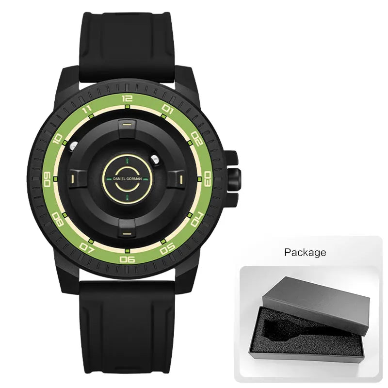 DANIEL GORMAN Relógio magnético masculino preto à prova d'água contas de aço inoxidável relógio de quartzo com pulseira de silicone DG0221 verde