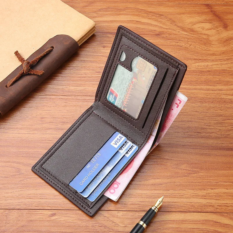 Carteiras de couro masculinas clássicas finas e minimalistas padrão falcão bifold titular do cartão de identificação de crédito carteira bolsa curta fina clipe de dinheiro