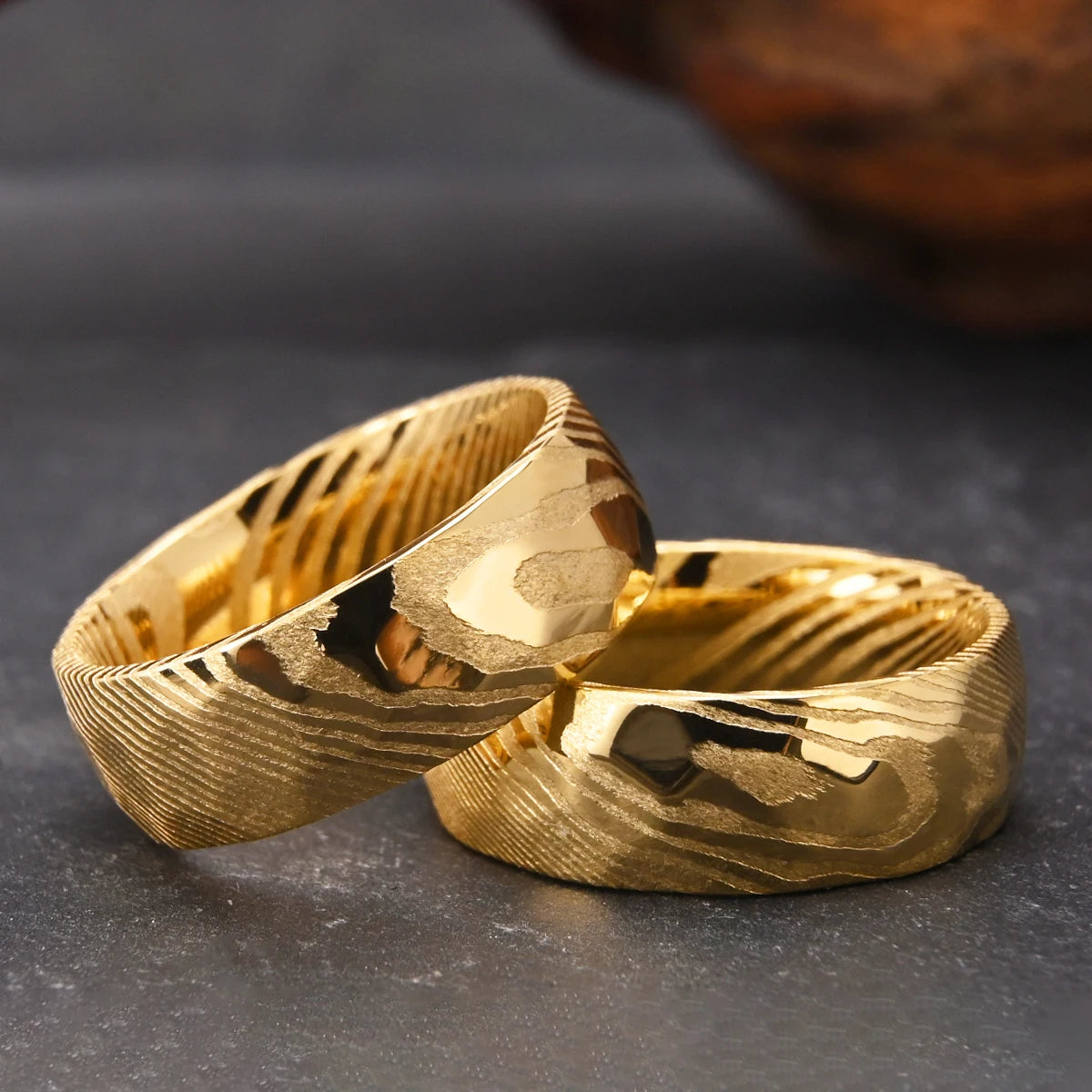 Anel de damasco dourado para homem anillos bague homme pareja de compromiso moda jóias aliança de casamento anéis de noivado de alta qualidade