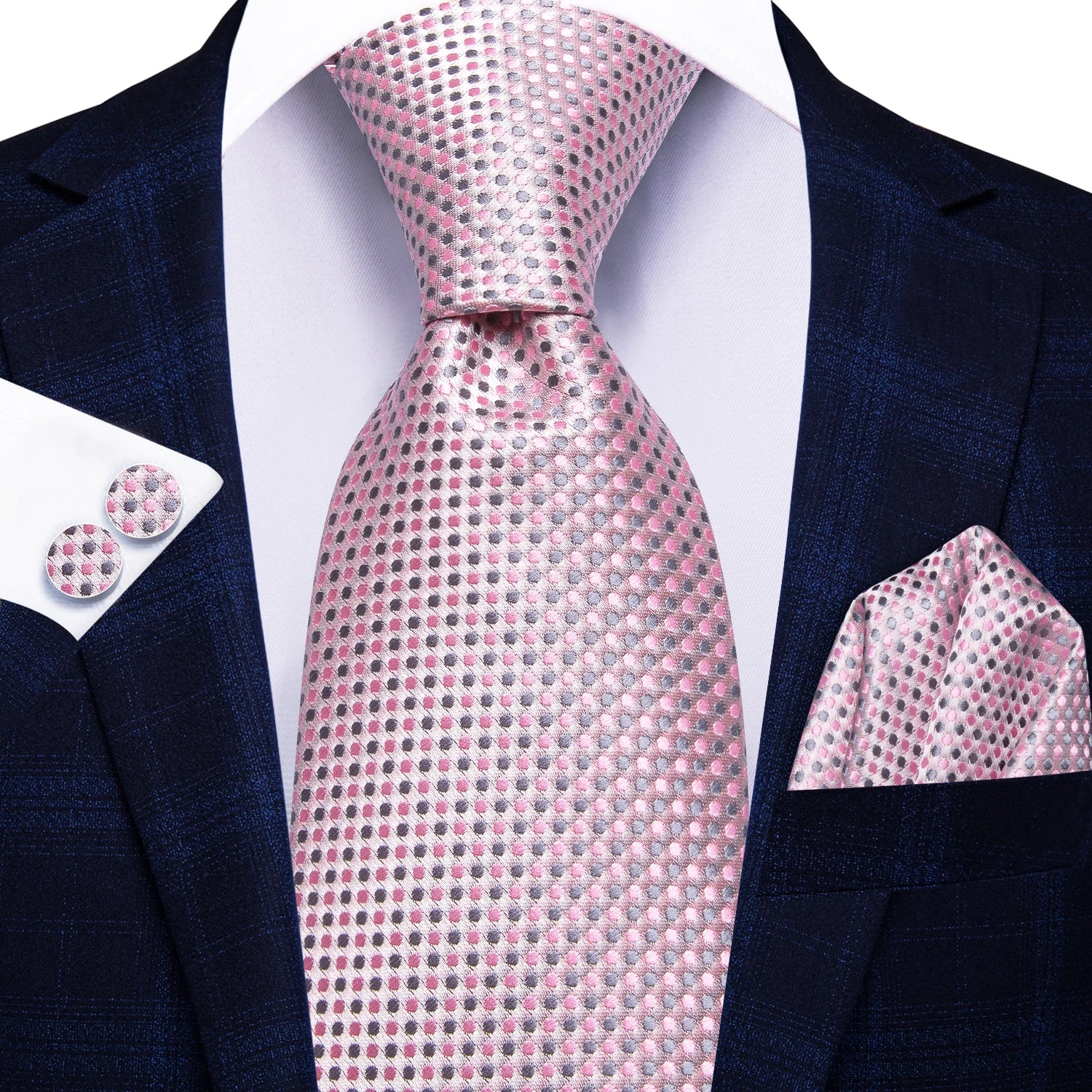 Conjunto clássico de gravata de seda masculino, gravata, floral, rosa, roxo, azul, elegante, lenço, abotoaduras, moda luxuosa, 3 peças