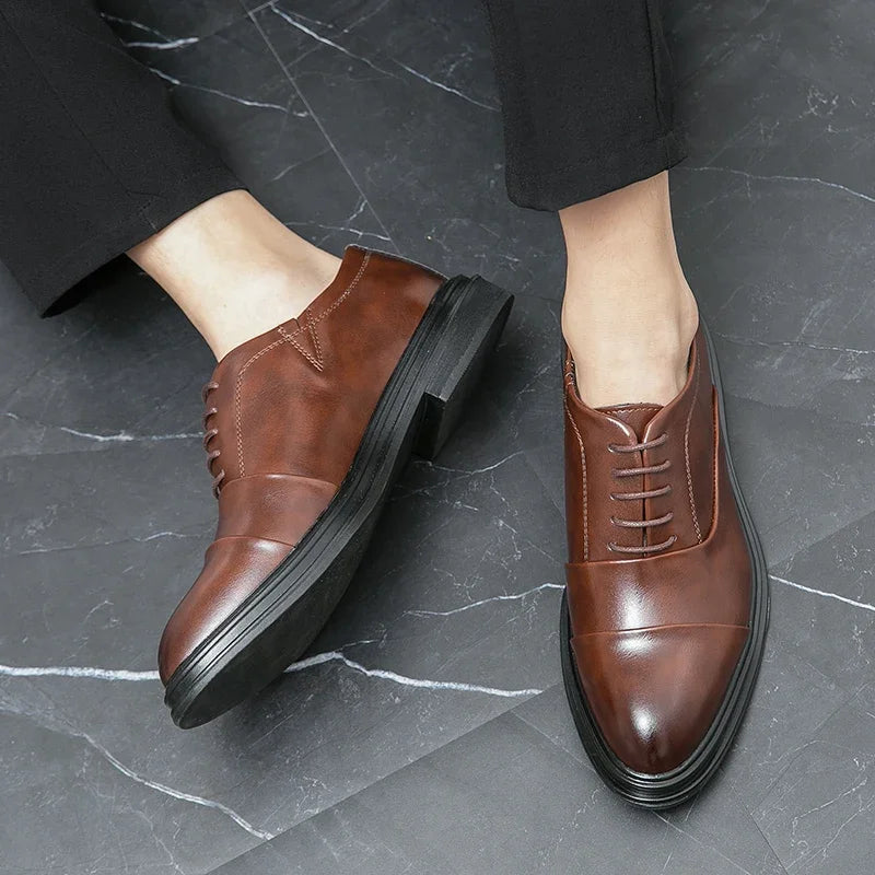 Homens sapatos de couro genuíno moda confortável diário negócios casual formal rendas masculino vestido calçados chaussure homme