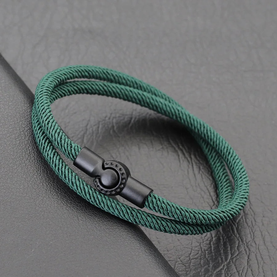 Estilo simples corda pulseira masculina dupla camada grau a 4mm fio tecido braslet esportes ao ar livre sobrevivência braclet ciclismo jóias