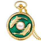 Real de luxo cor dourada crocodilo display quartzo bolso relógio colar moda azul pingente corrente fob steampunk relógios presentes