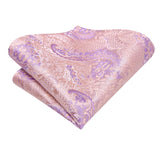 Conjunto clássico de gravata de seda masculino, gravata, floral, rosa, roxo, azul, elegante, lenço, abotoaduras, moda luxuosa, 3 peças