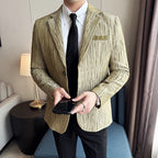 Nova moda de seda catiônica blazers casuais estilo coreano fino terno casacos homens moda negócios fino ajuste vestido de casamento social jaqueta