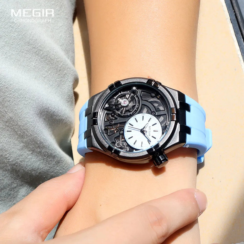 MEGIR Laranja Esporte Relógio Analógico para Homens Moda Relógio de Pulso de Quartzo À Prova D 'Água com Mãos Luminosas Pulseira de Silicone MN8111
