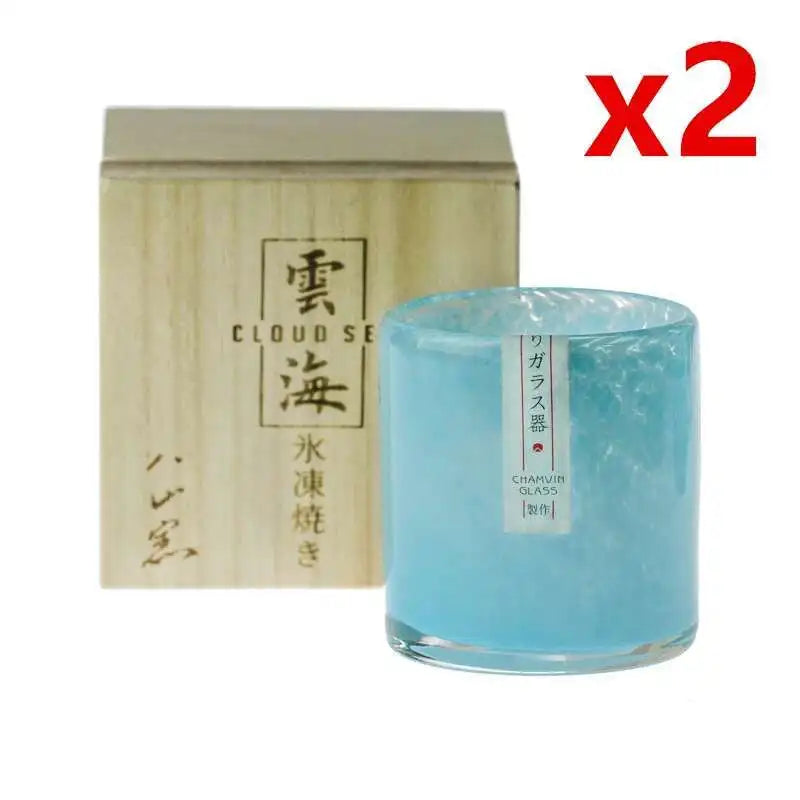 Copos de vidro de vidro de vidro de cristal do mar das nuvens copo de uísque colorido esmalte uísque tumbler licor vodka shot com caixa de presente de madeira