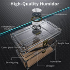 Humidor de charuto acrílico com papel de madeira de cedro, caixa do humidor, higrômetro, estojo do umidificador, acessórios para fumar, ajuste 15-20