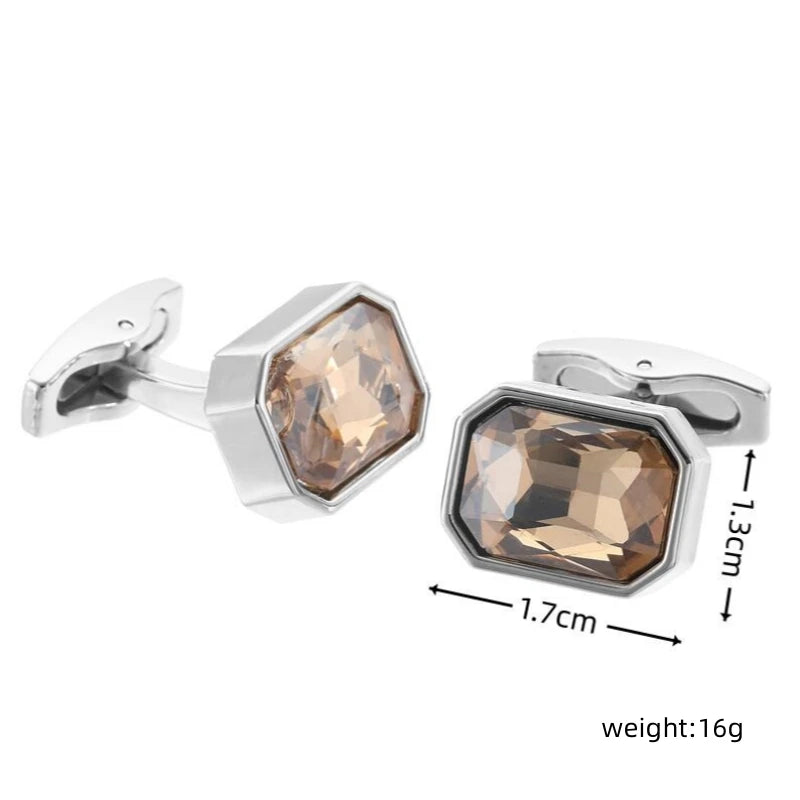 Abotoaduras de cristal para homens, camisa francesa, cobre, octogonal, laranja, azul, vermelho, acessórios de vestuário, novo, atacado
