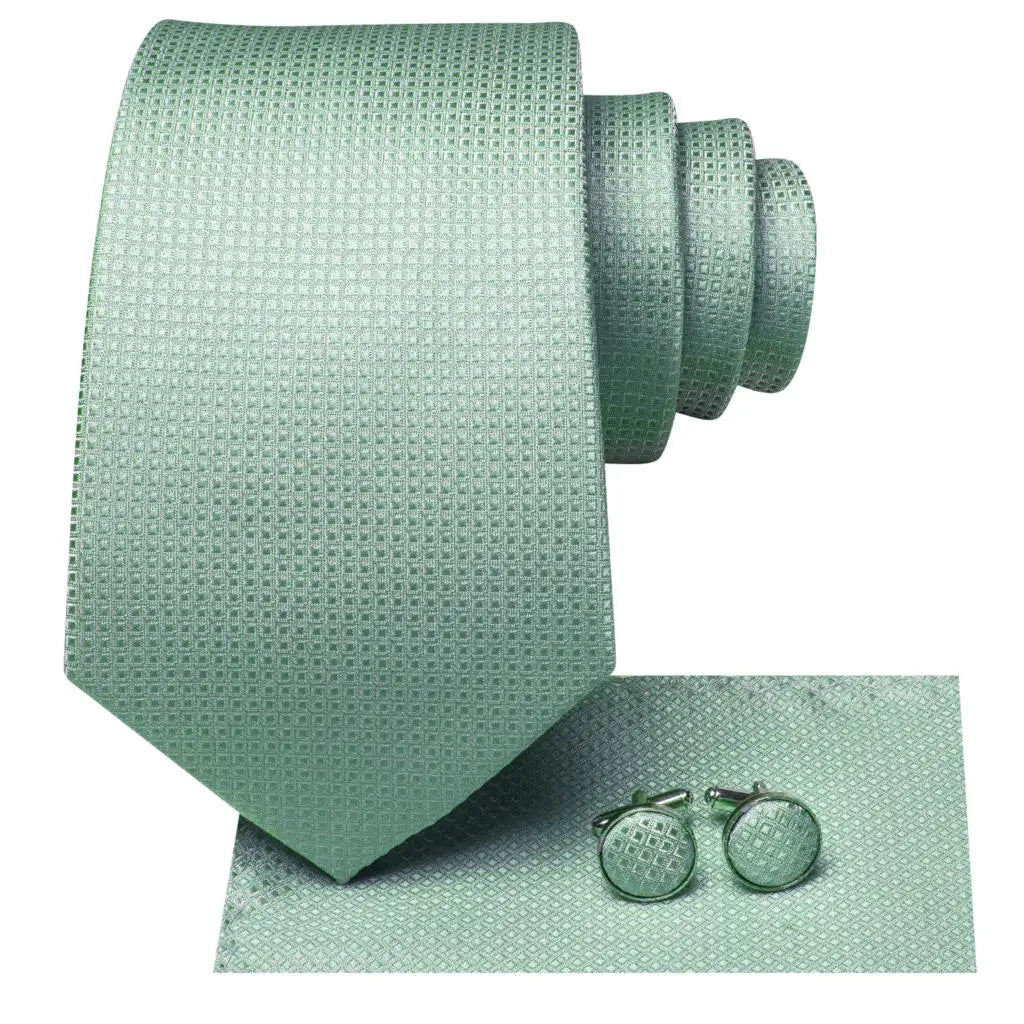 Gravata de presente para homens 2023 nova sálvia verde xadrez marca de moda festa de casamento gravata acessível abotoaduras atacado hi-tie designer