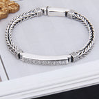Nova cor de prata corda de cânhamo quilha masculina 4mm pulseira maré de prata moda all-match casual retro artesanal estilo chinês jóias