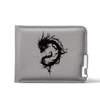 Carteira masculina elegante de alta qualidade com padrão de dragão preto compacto leve durável bolsa masculina