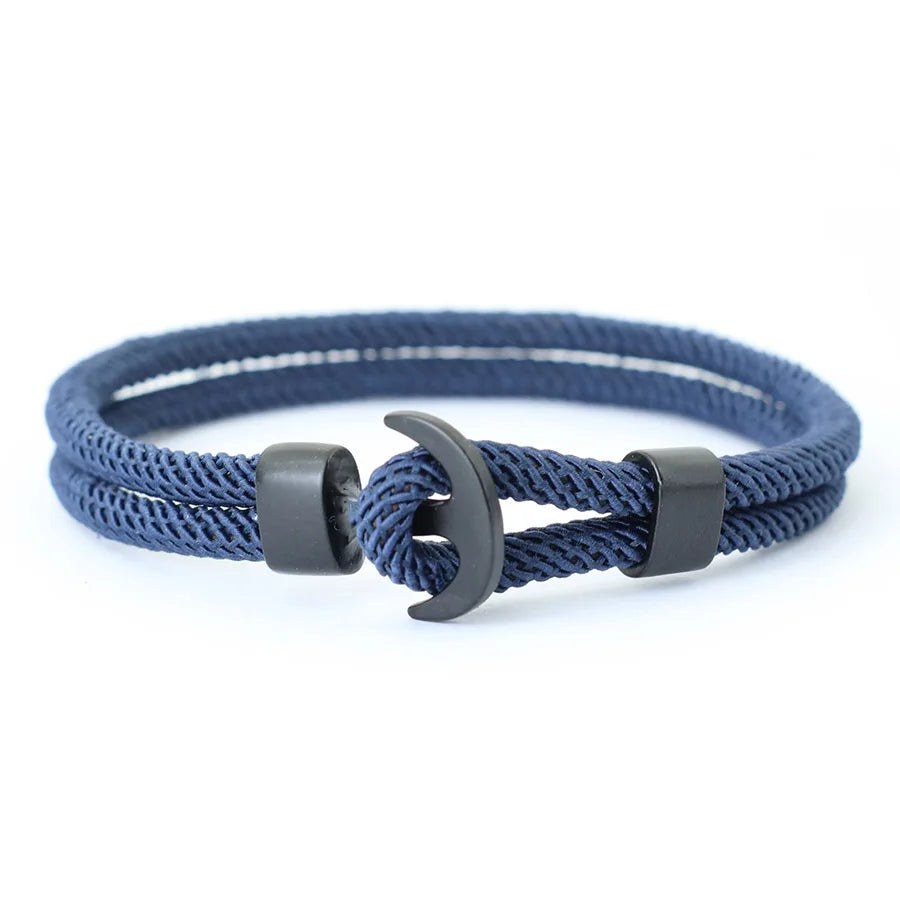 Moda masculina âncora pulseira dupla camada náutica braslet homme verão praia acessórios pulsera roja hombre macrame braclet
