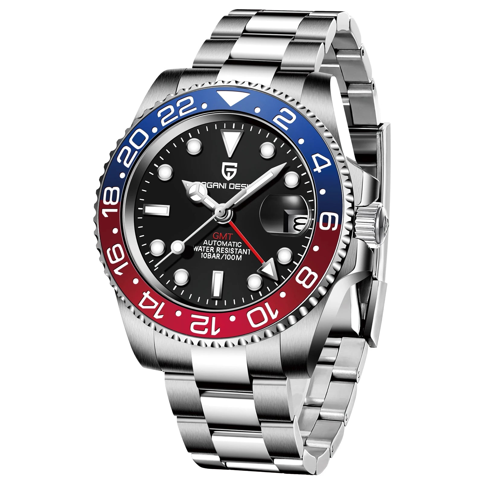 Pagani design 40mm nh34 relógio mecânico totalmente automático masculino luxo vidro safira 40mm cerâmica gmt relógio 100m à prova dwaterproof água