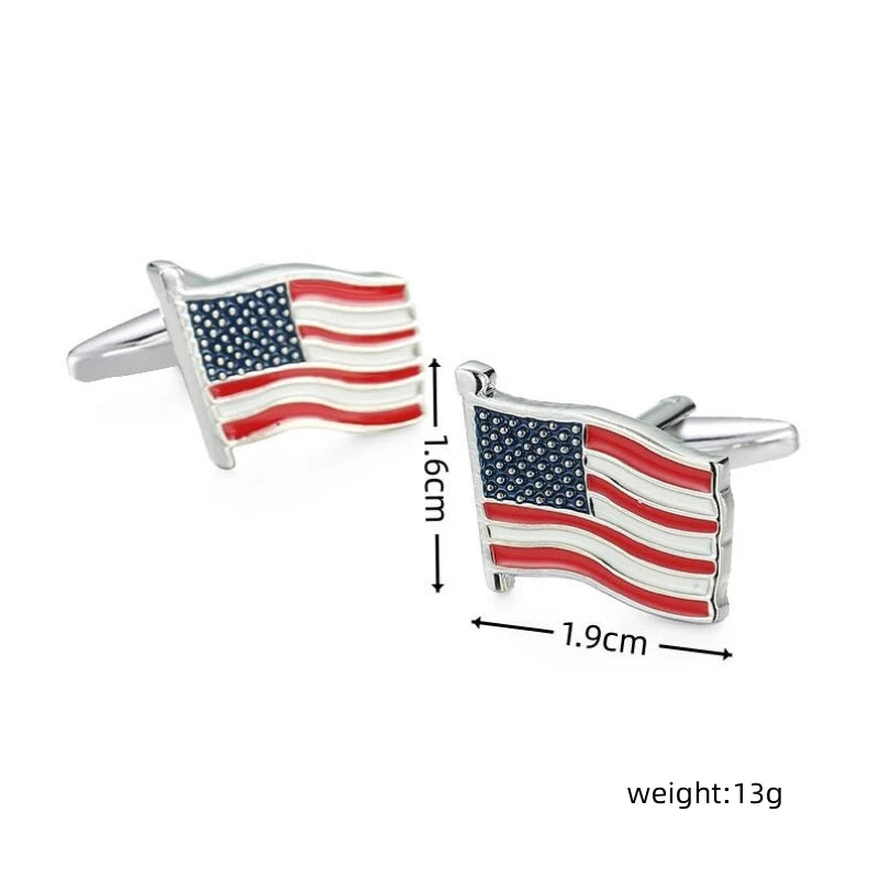 Abotoaduras de cobre de camisa francesa para homens, material esmaltado, bandeira americana, acessórios de vestuário, moda, atacado