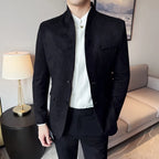 Flanela de couro versão coreana fino ajuste terno jaqueta 2025 outono novo masculino casual negócios formal festa casacos tailcoat 4xl-m