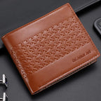 Carteira masculina em relevo couro macio PU couro multi cartão de crédito titular com carteira de moedas curta masculina