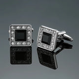 Camisa francesa masculina abotoaduras Material de cobre, abotoaduras de cristal azul quadrado, acessórios para casamento, atacado, moda