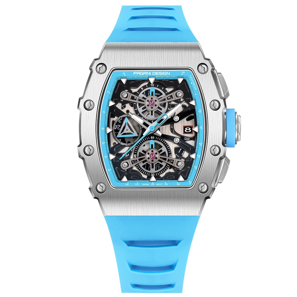 2023 pagani design novo 40mm em forma de balde oco lazer moda masculina relógio de quartzo vidro safira relógio de quartzo