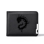 Carteira masculina elegante de alta qualidade com padrão de dragão preto compacto leve durável bolsa masculina