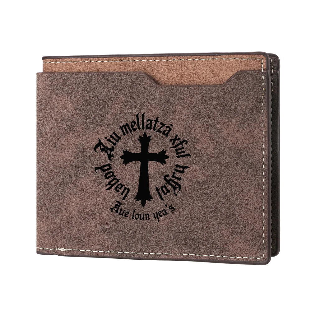 Carteira curta retrô elegante para homens com design de couro PU personalizado porta-dinheiro compacto